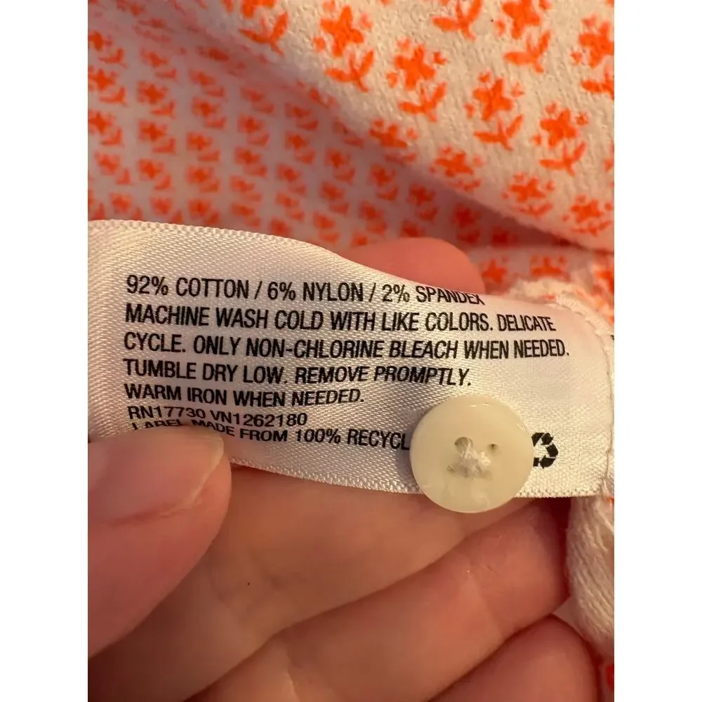 Merona Orange White Floral Knit Cardigan Sweater Cottagecore Grandmacore Medium - Picture 4 of 4